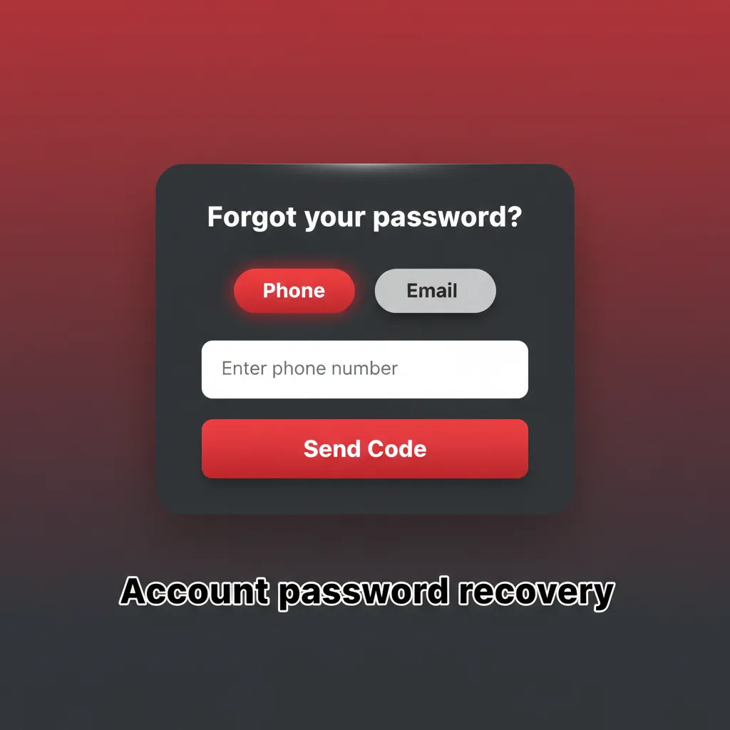 Account password recovery: Select Forgot password, choose Email or SMS, enter code, set a new password; then enable 2FA.