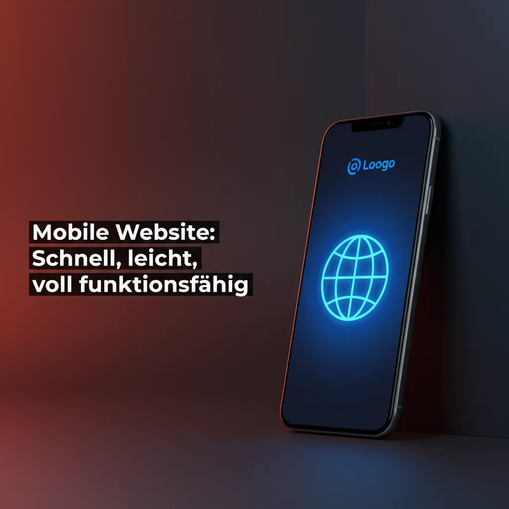 Smartphone mit mobiler Website: schnell, leicht, voll funktionsfähig; kein Download, Android/iOS, Homescreen-Verknüpfung.