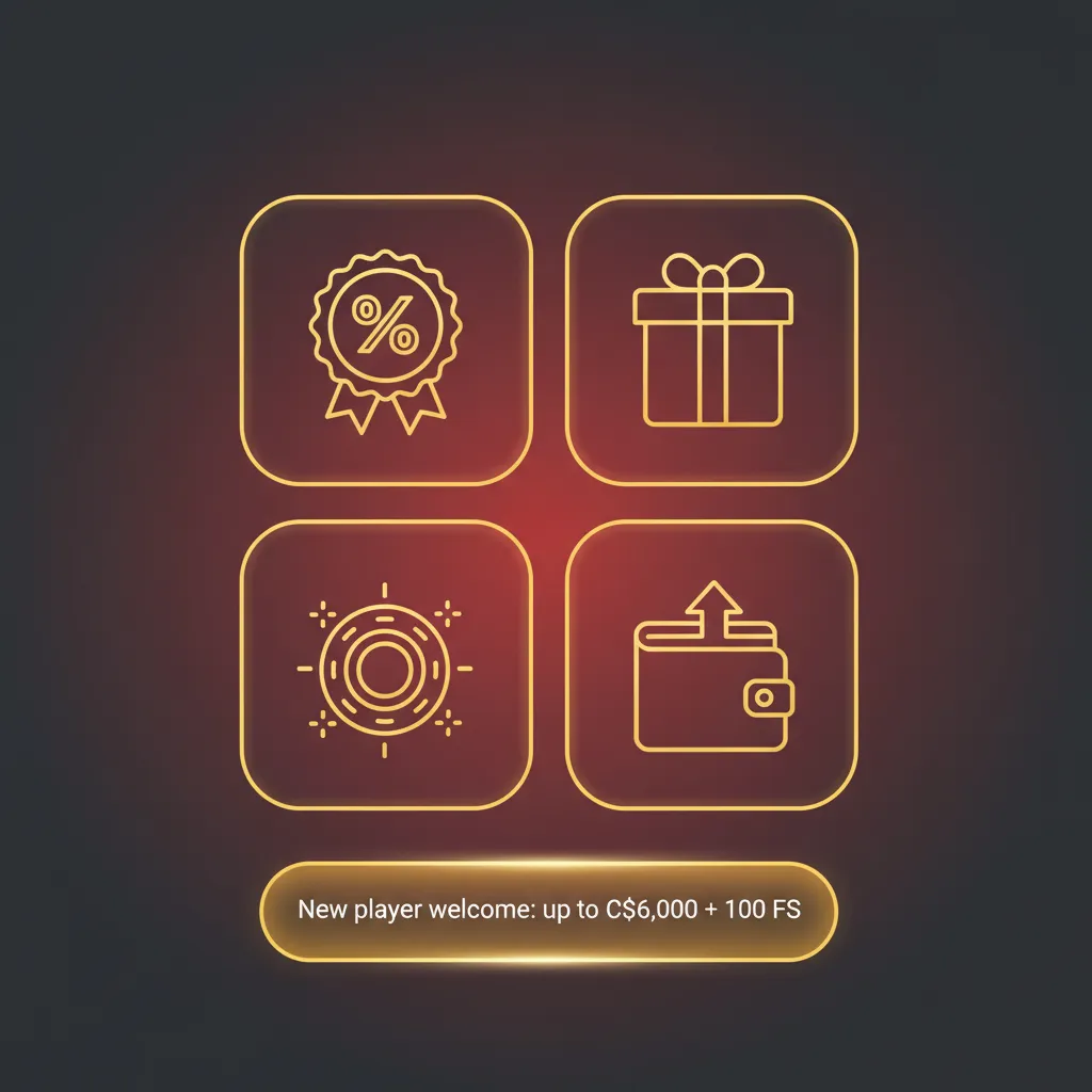 New player welcome for Canada: up to C$6,000 + 100 free spins; 3-part bonus; C$20 min deposit; wagering applies.