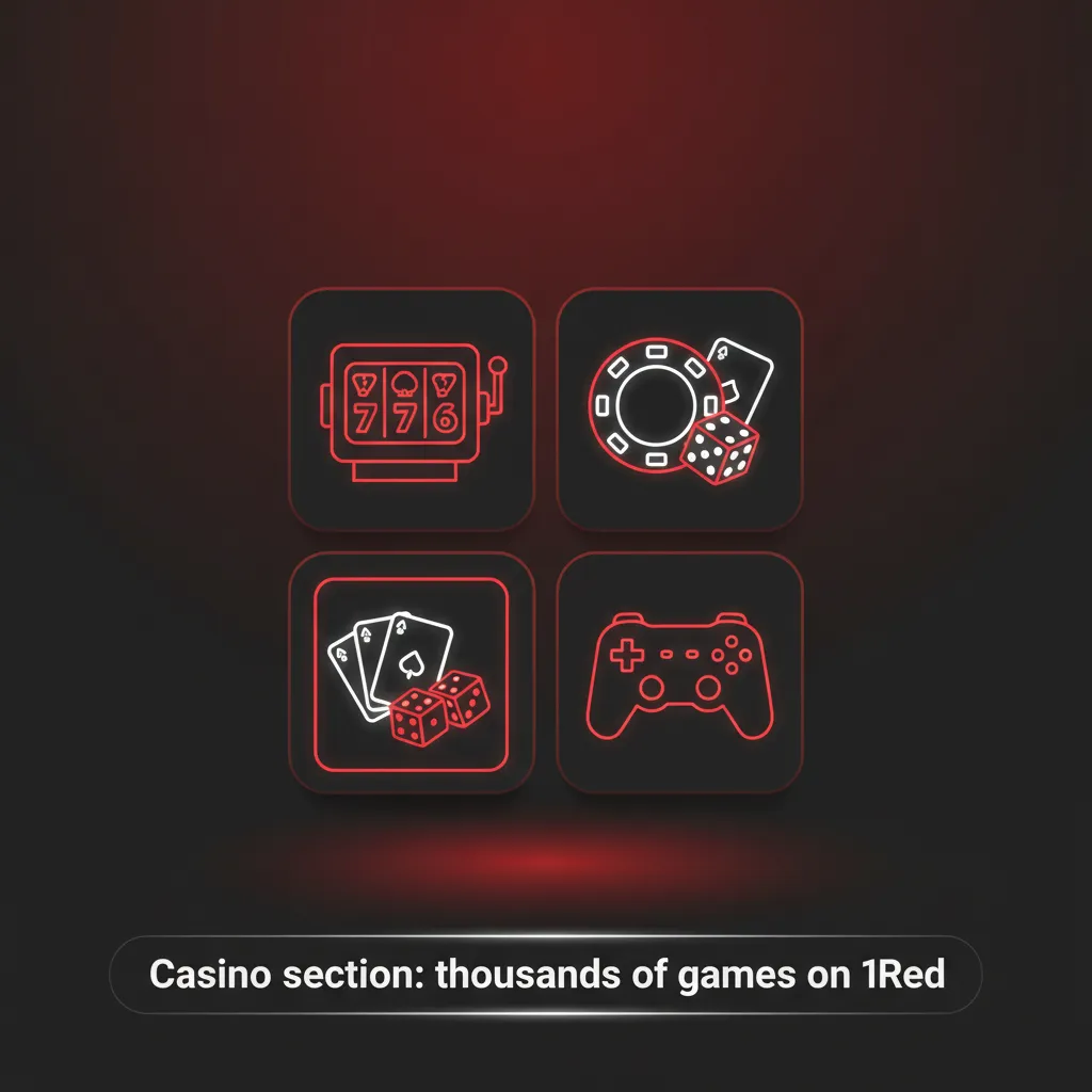 1Red casino section with 3,000+ games: Slots, Table, Jackpots, Crash, Video Poker, Megaways, Instant, Virtual Sports.