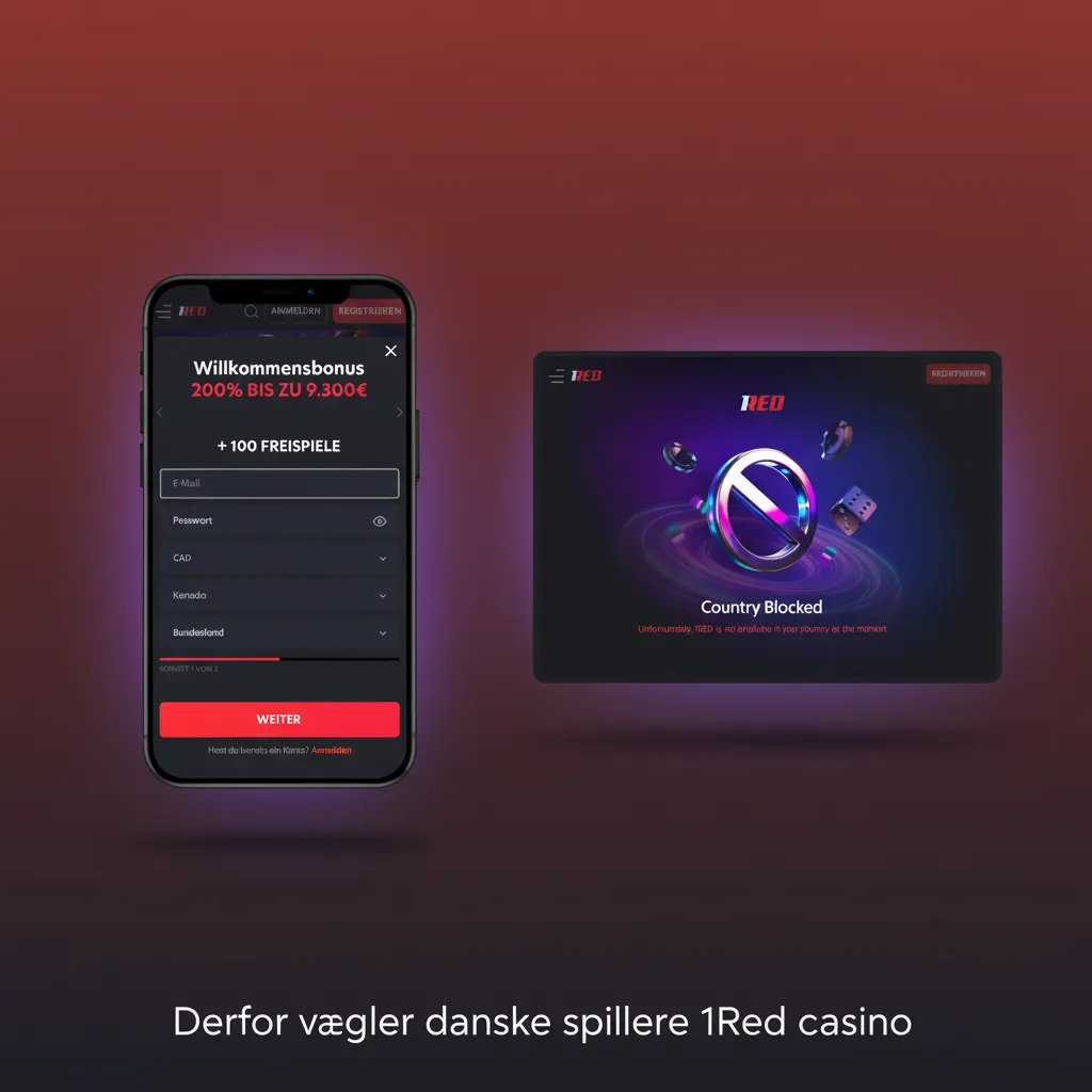 Grafik om 1Red Casino for danskere: hurtige betalinger, stort spiludvalg, sport, ansvarlighed og mobil først.