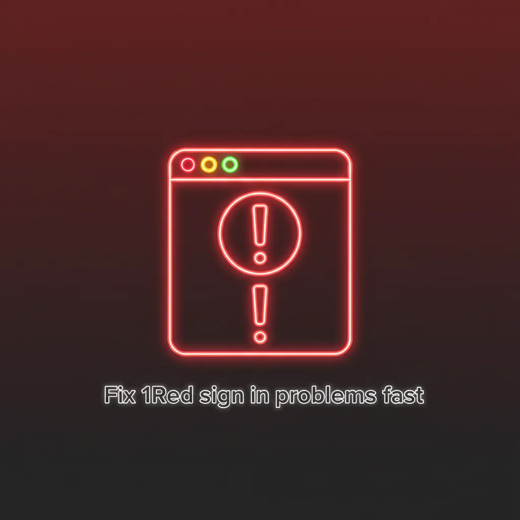 Guide titled 'Fix 1Red sign in problems fast' with a table of login issues like wrong password, 2FA, email, lock, loading.