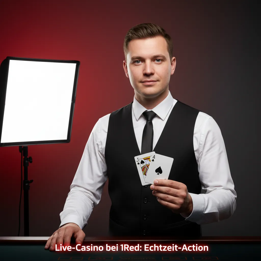 1Red Live-Casino: Stream mit Dealer, Roulette-Rad, Blackjack-Karten und klaren Einsatzfeldern für Echtzeit-Entscheidungen.
