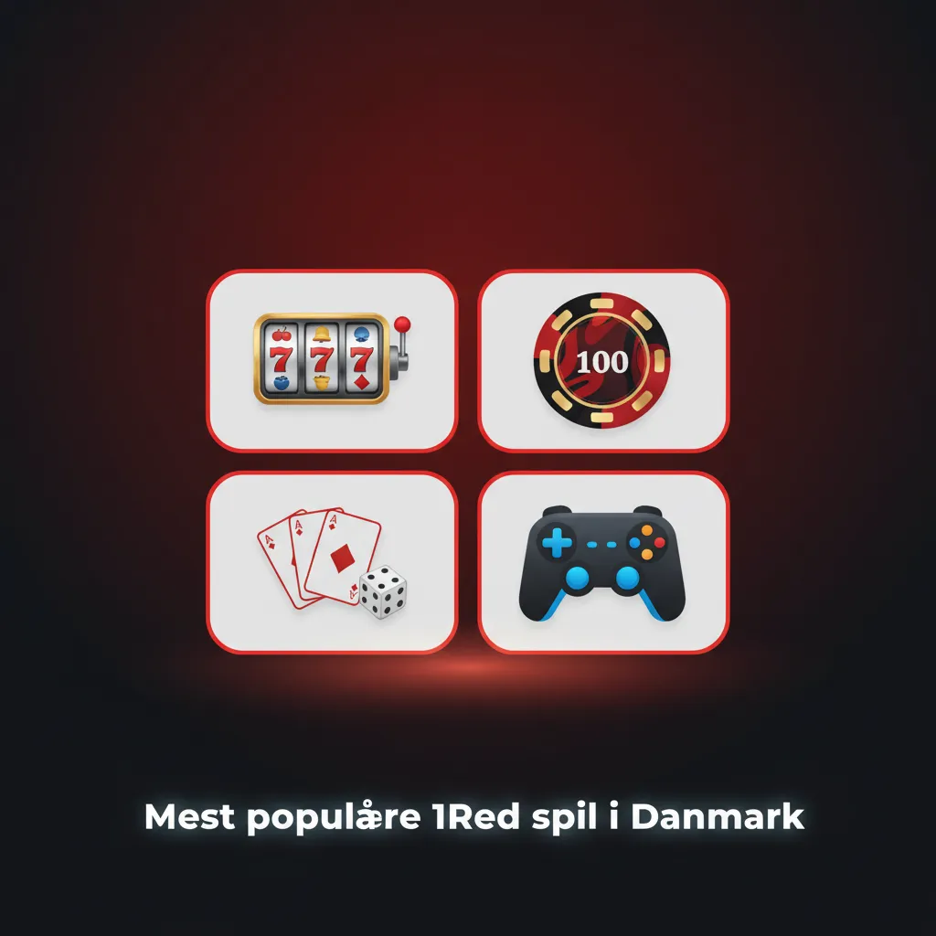 Oversigt over Danmarks mest populære 1Red slots: Book of Dead, Sweet Bonanza, Big Bass Bonanza, Gates of Olympus, Starburst.